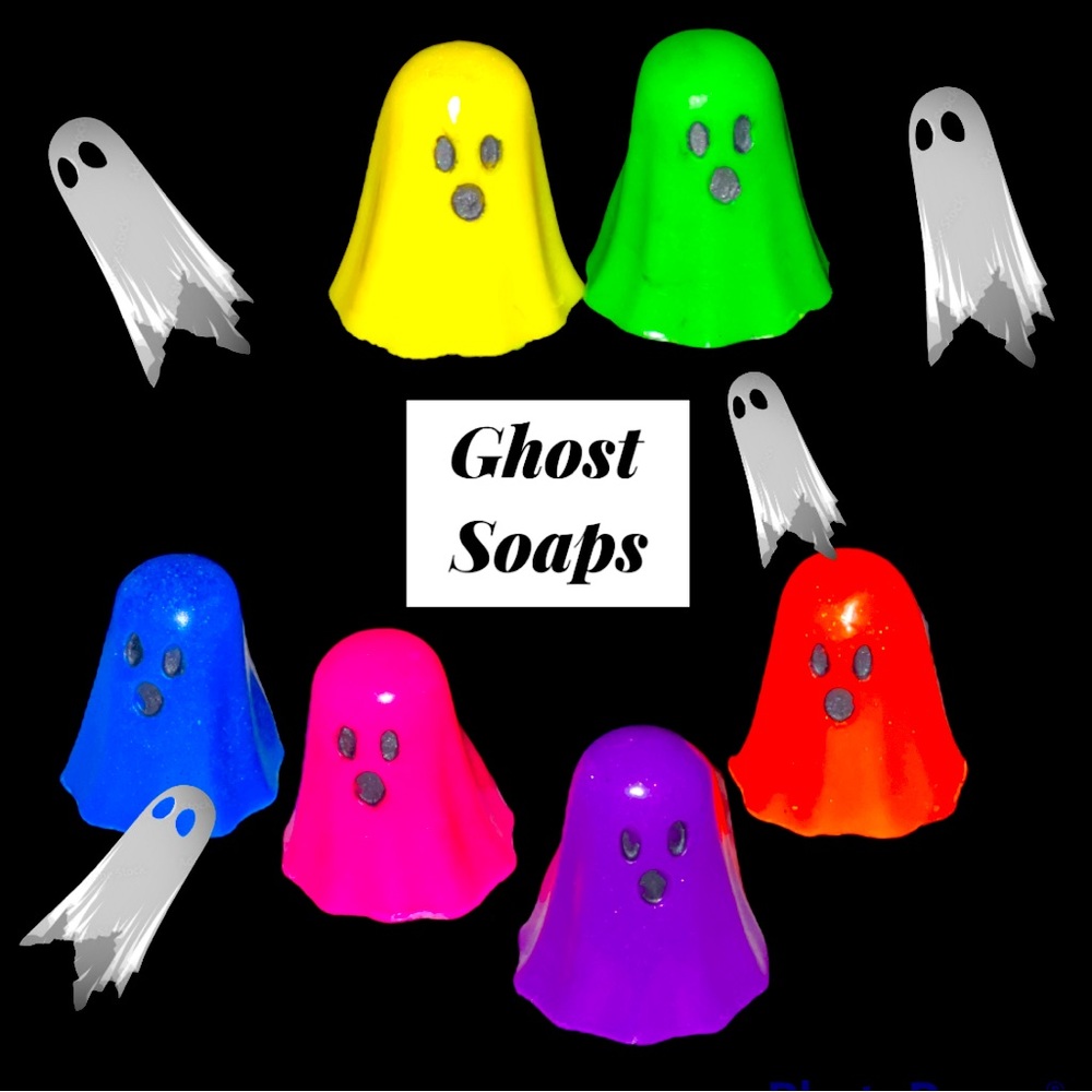 Ghost Set 12 Soap Favors, Birthday themed Halloween Party Favors, Neon Hot Color